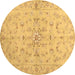 Round Abstract Brown Contemporary Rug, con1347brn