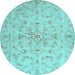 Round Machine Washable Abstract Light Blue Contemporary Rug, wshcon1347lblu