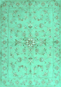 Abstract Turquoise Contemporary Rug, con1347turq