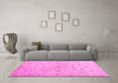 Machine Washable Abstract Pink Contemporary Rug in a Living Room, wshcon1347pnk