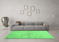 Machine Washable Abstract Emerald Green Contemporary Rug, wshcon1347emgrn