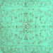 Square Machine Washable Abstract Turquoise Contemporary Area Rugs, wshcon1347turq