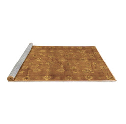 Sideview of Machine Washable Abstract Brown Contemporary Rug, wshcon1348brn