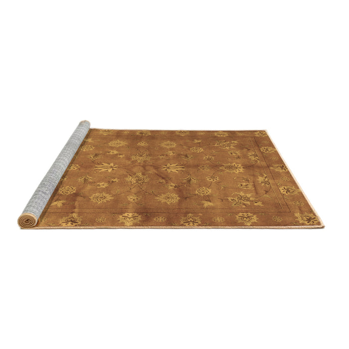 Sideview of Machine Washable Abstract Brown Contemporary Rug, wshcon1348brn