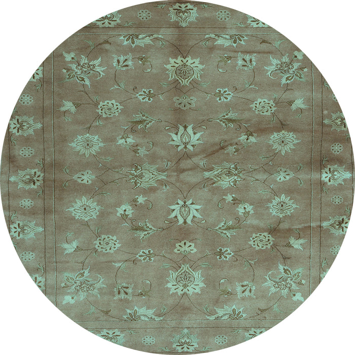 Round Machine Washable Abstract Light Blue Contemporary Rug, wshcon1348lblu