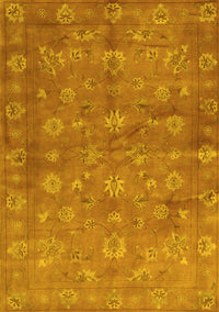 Abstract Yellow Contemporary Rug, con1348yw