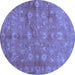 Round Machine Washable Abstract Blue Contemporary Rug, wshcon1348blu