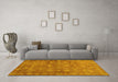 Machine Washable Abstract Yellow Contemporary Rug in a Living Room, wshcon1348yw