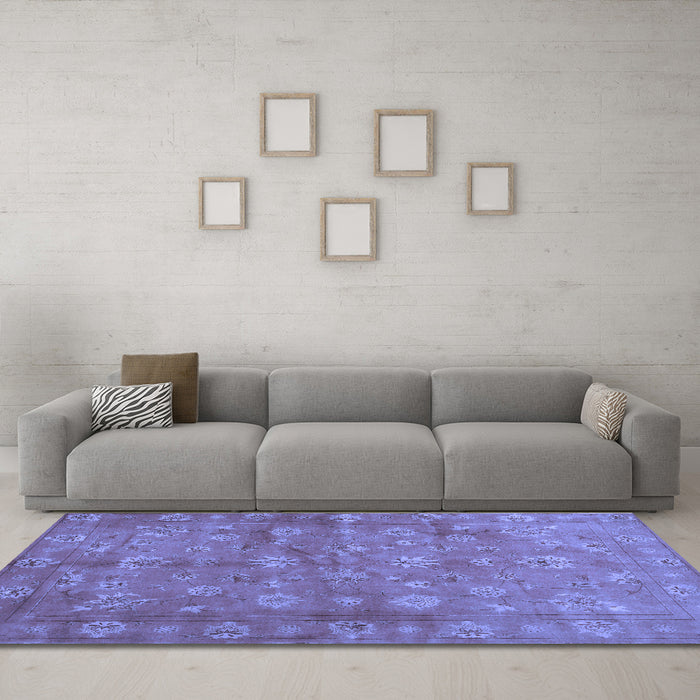 Machine Washable Abstract Blue Contemporary Rug in a Living Room, wshcon1348blu