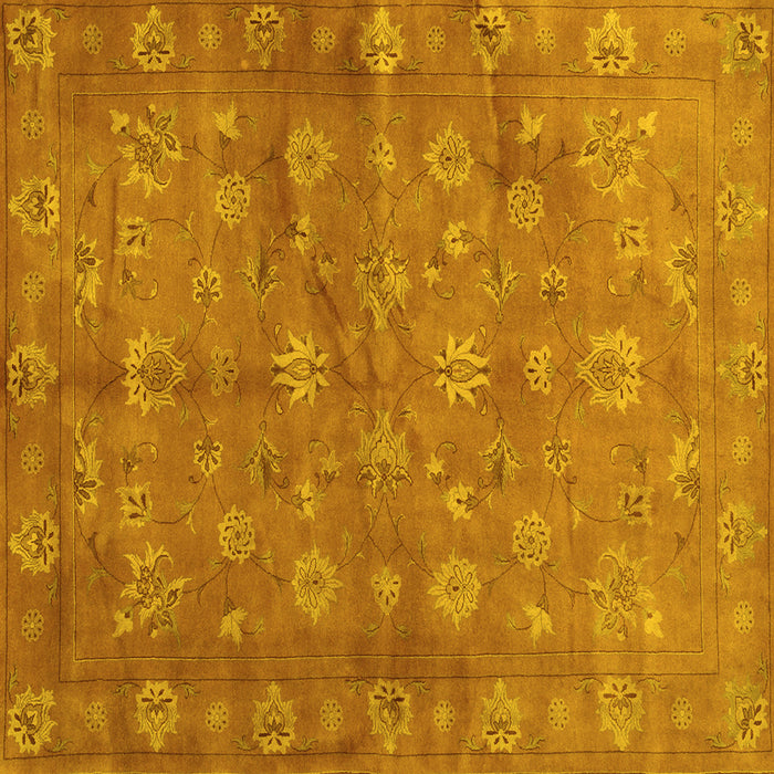 Square Machine Washable Abstract Yellow Contemporary Rug, wshcon1348yw