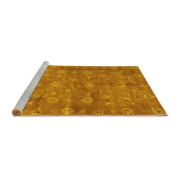 Sideview of Machine Washable Abstract Yellow Contemporary Rug, wshcon1348yw