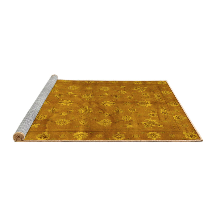 Sideview of Machine Washable Abstract Yellow Contemporary Rug, wshcon1348yw