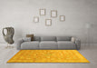 Machine Washable Abstract Yellow Contemporary Rug in a Living Room, wshcon1349yw