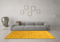 Machine Washable Abstract Yellow Contemporary Rug, wshcon1349yw