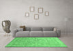 Machine Washable Abstract Emerald Green Contemporary Area Rugs in a Living Room,, wshcon1349emgrn