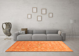Machine Washable Abstract Orange Contemporary Area Rugs in a Living Room, wshcon1349org