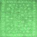 Square Machine Washable Abstract Emerald Green Contemporary Area Rugs, wshcon1349emgrn