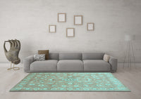 Machine Washable Abstract Light Blue Contemporary Rug, wshcon1349lblu