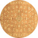 Round Abstract Brown Contemporary Rug, con1349brn