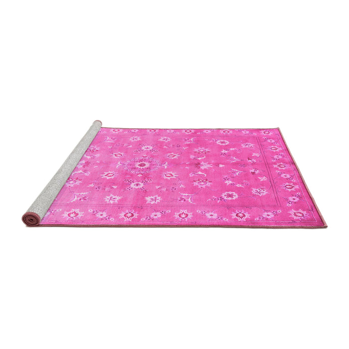 Sideview of Machine Washable Abstract Pink Contemporary Rug, wshcon1349pnk