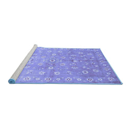 Sideview of Machine Washable Abstract Blue Contemporary Rug, wshcon1349blu