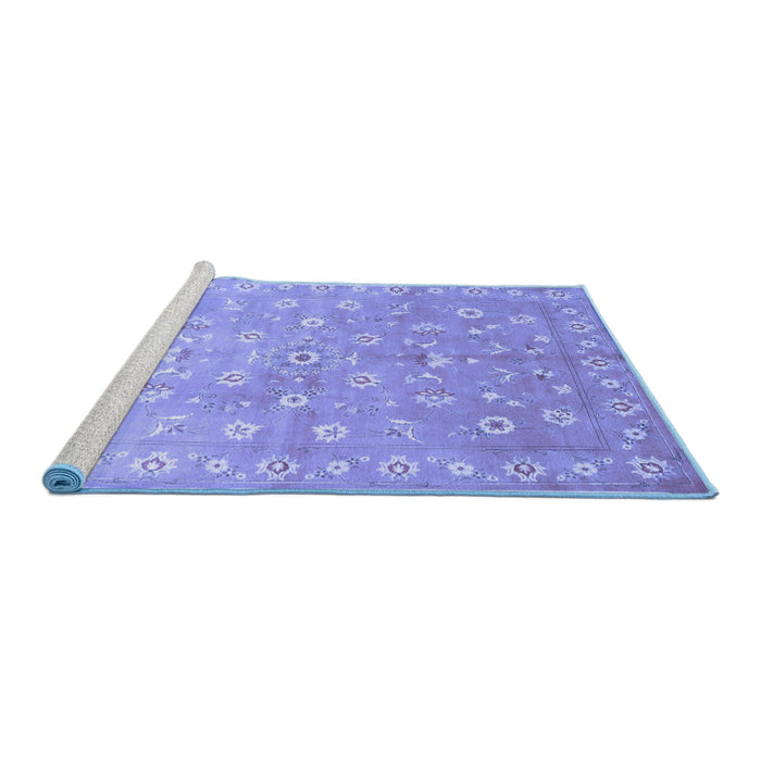 Sideview of Machine Washable Abstract Blue Contemporary Rug, wshcon1349blu