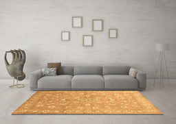 Machine Washable Abstract Brown Contemporary Rug in a Living Room,, wshcon1349brn