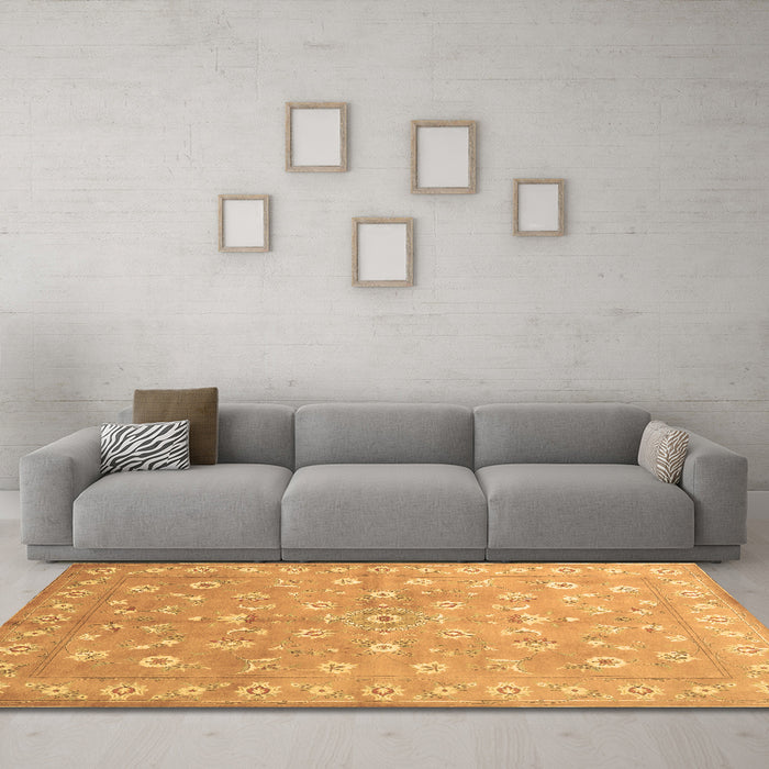 Machine Washable Abstract Brown Contemporary Rug in a Living Room,, wshcon1349brn