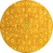 Round Abstract Yellow Contemporary Rug, con1349yw