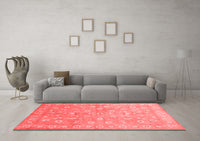 Machine Washable Abstract Red Contemporary Rug, wshcon1349red