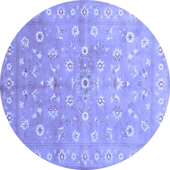 Round Abstract Blue Contemporary Rug, con1349blu