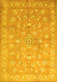 Abstract Yellow Contemporary Rug, con1349yw