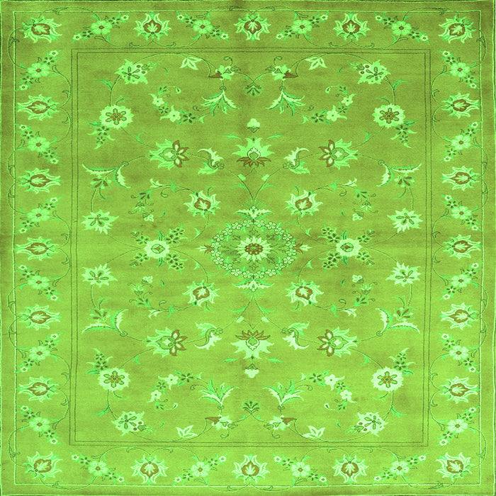 Serging Thickness of Abstract Green Contemporary Rug, con1349grn