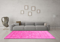 Machine Washable Abstract Pink Contemporary Rug, wshcon1349pnk