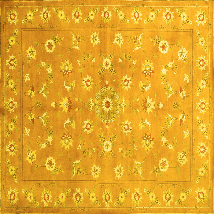 Square Machine Washable Abstract Yellow Contemporary Rug, wshcon1349yw