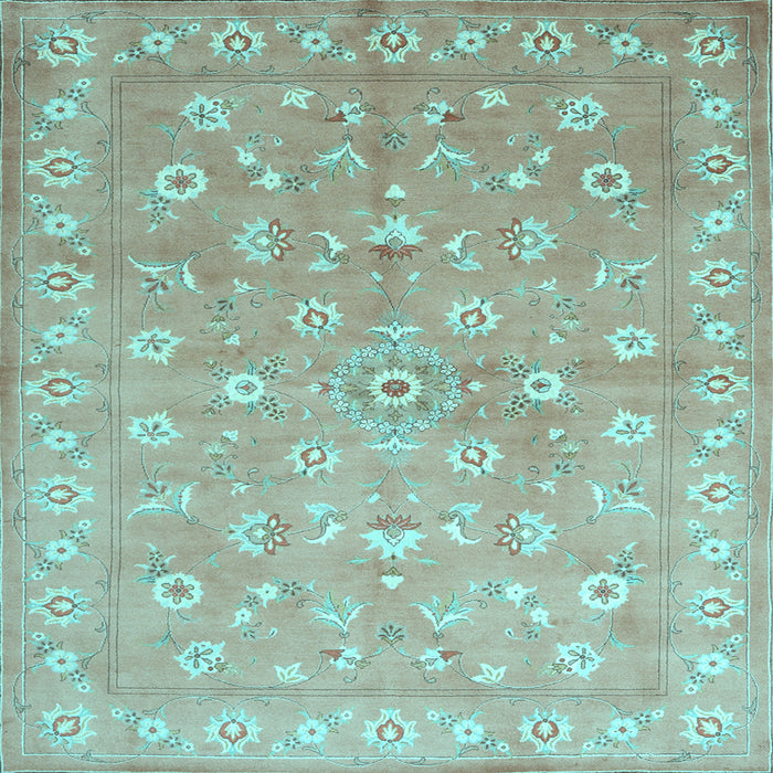 Square Abstract Light Blue Contemporary Rug, con1349lblu