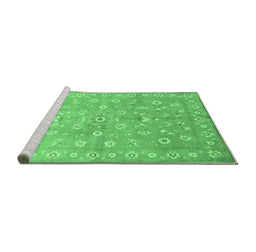 Sideview of Machine Washable Abstract Emerald Green Contemporary Area Rugs, wshcon1349emgrn