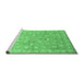 Sideview of Machine Washable Abstract Emerald Green Contemporary Area Rugs, wshcon1349emgrn