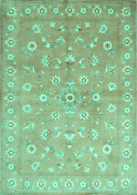 Abstract Turquoise Contemporary Rug, con1349turq