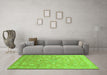 Machine Washable Abstract Green Contemporary Area Rugs in a Living Room,, wshcon1349grn