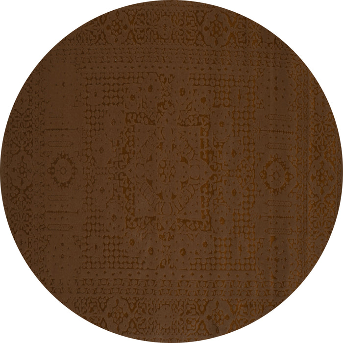 Round Abstract Turquoise Contemporary Rug, con134turq