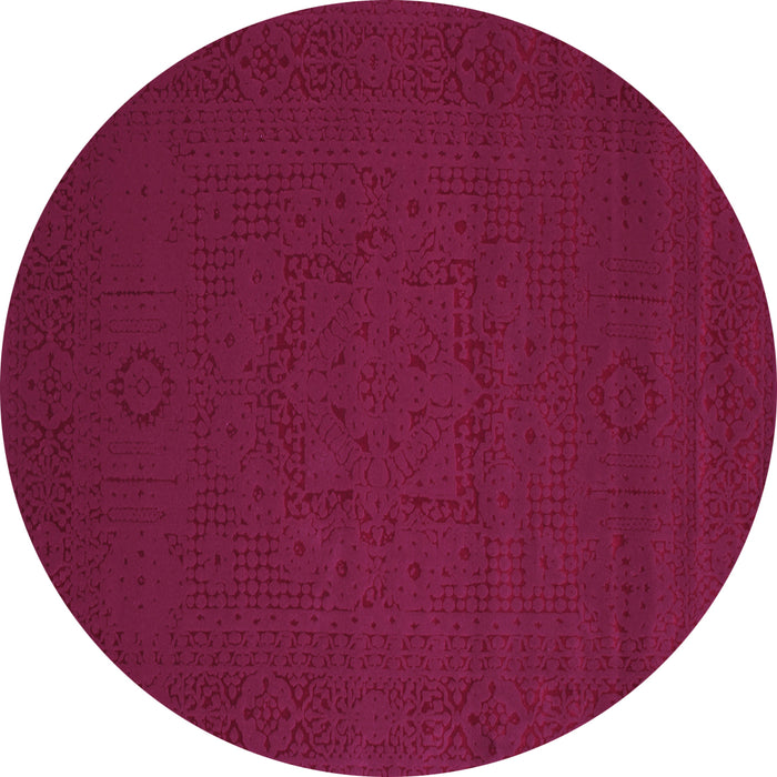 Round Machine Washable Abstract Purple Contemporary Area Rugs, wshcon134pur