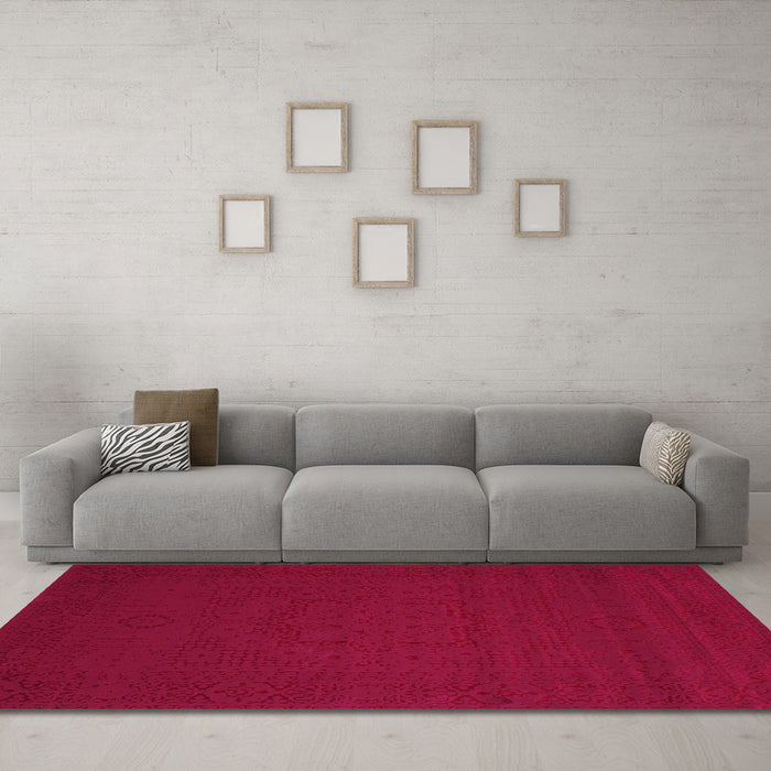 Machine Washable Abstract Pink Contemporary Rug in a Living Room, wshcon134pnk