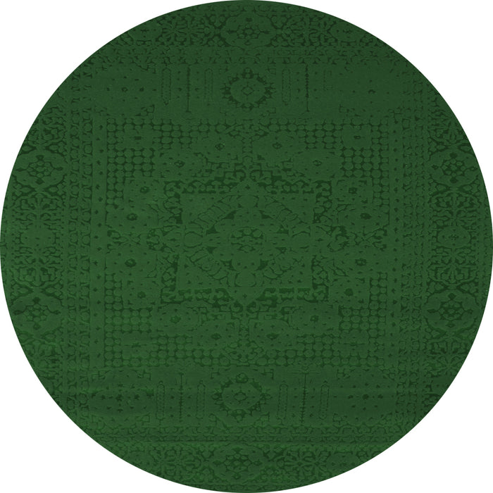 Round Abstract Emerald Green Contemporary Rug, con134emgrn