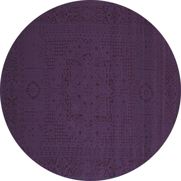 Round Abstract Blue Contemporary Rug, con134blu