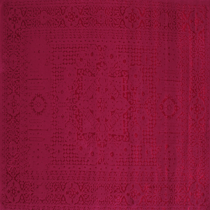 Square Machine Washable Abstract Pink Contemporary Rug, wshcon134pnk