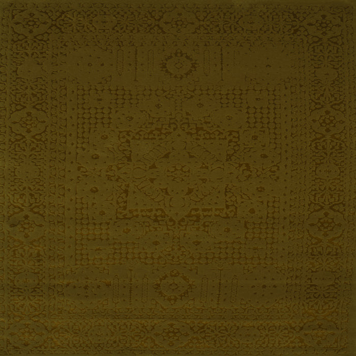 Round Machine Washable Abstract Green Contemporary Area Rugs, wshcon134grn