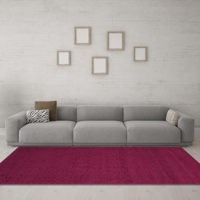 Machine Washable Abstract Purple Contemporary Area Rugs in a Living Room, wshcon134pur