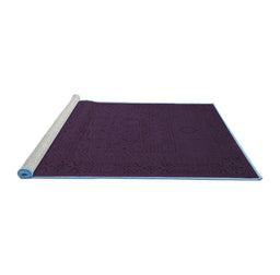 Sideview of Machine Washable Abstract Blue Contemporary Rug, wshcon134blu