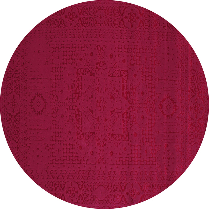 Round Machine Washable Abstract Pink Contemporary Rug, wshcon134pnk